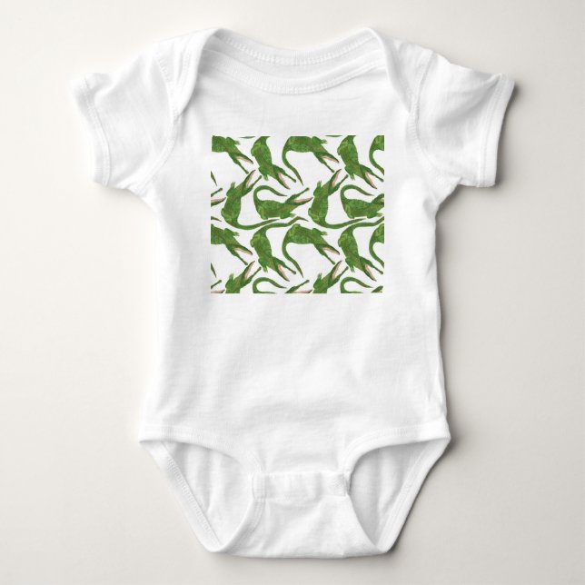 Body Para Bebê Matriz Crocodilo White Watercolor (Frente)