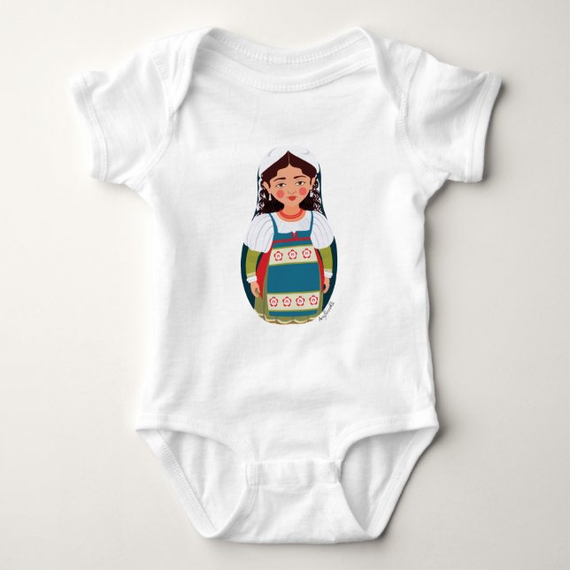 Body Para Bebê Matryoshka Baby Bodydress Italiano (Frente)