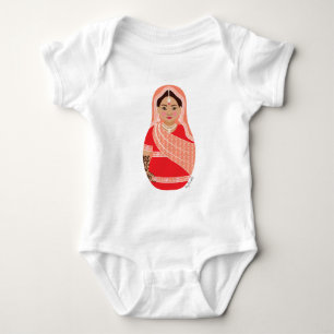 Body Para Bebê Matryoshka indiana (vermelha)