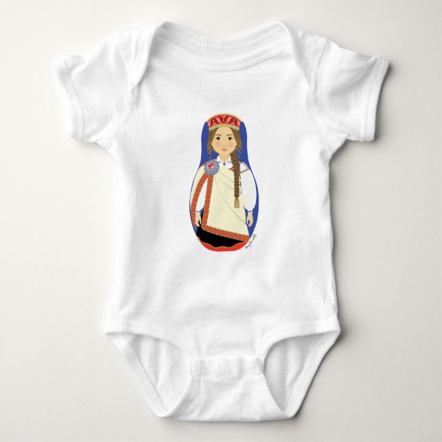 Body Para Bebê Matryoshka Morena Letã (Frente)