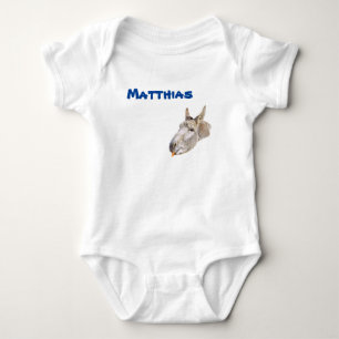 Body Para Bebê Matthias Nome Com Um Burro, Bodysuit de Bebê