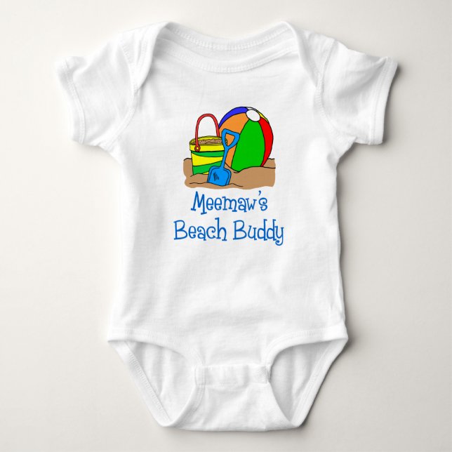 Body Para Bebê Meemaw's Beach Buddy (Frente)