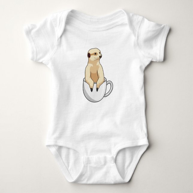 Body Para Bebê Meerkat com Taça de Café (Frente)