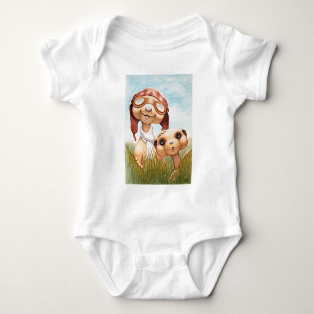 Body Para Bebê Meerkats com Aviation Roupa Onsie (Frente)
