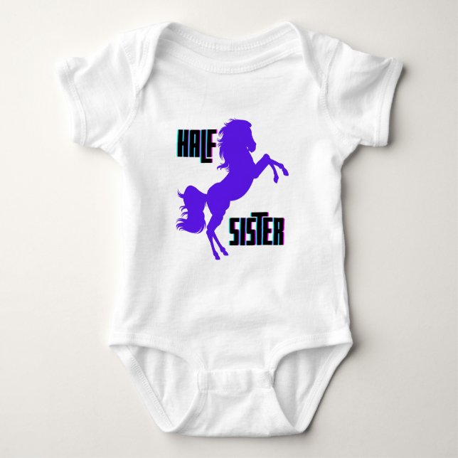 Body Para Bebê Meia Irmã Pônei Roxo Irmã (Frente)
