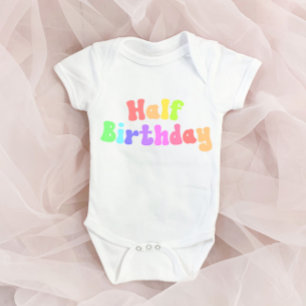 Body Para Bebê Meio Aniversário 1/2 Aniversário Marco de 70