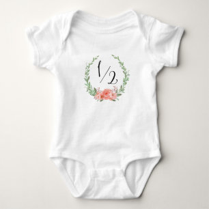 Body Para Bebê Meio aniversário com grinalda floral
