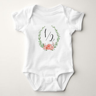 Body Para Bebê Meio aniversário com grinalda floral