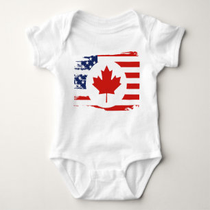 Body Para Bebê Meio canadense americano: Canadá EUA Maple Leaf Fl