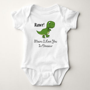 Body Para Bebê Meios de Rawr eu te amo no dinossauro