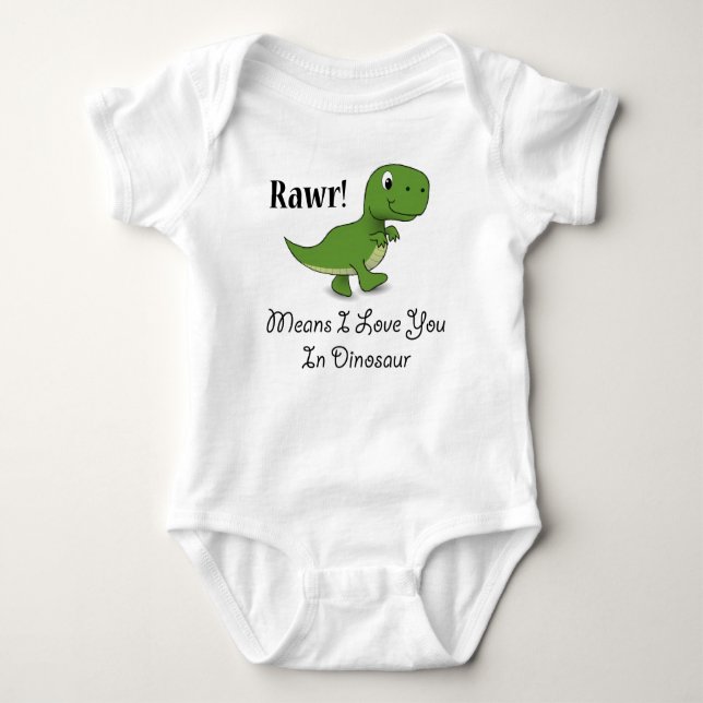 Body Para Bebê Meios de Rawr eu te amo no dinossauro (Frente)