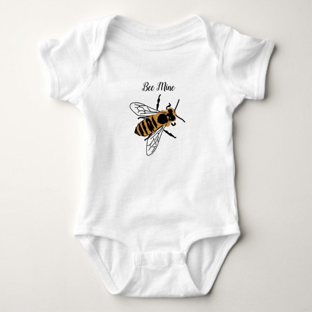 Body Para Bebê Mel Bee Illustration Be Mine Bee Art (Frente)