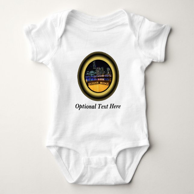 Body Para Bebê Melbourne Austrália Skyline com City Lights (Frente)
