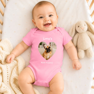 Body Para Bebê Melhor Amigo Cachorro Foto Coração Rosa Menina