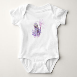 Body Para Bebê Melodias mágicas do esqueleto roxo giro.
