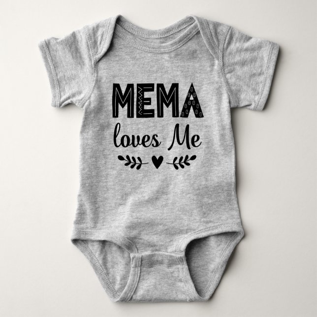 Body Para Bebê Mema ama-me presente para o neto (Frente)