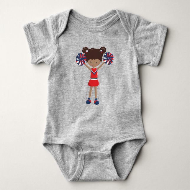 Body Para Bebê Menina Afro-Americana, Liderança de Torcida, Lider (Frente)