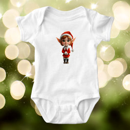 Body Para Bebê Menina Animada Conjuntinho de Natal de Bebê Elfo