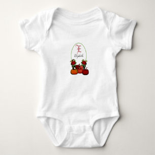 Body Para Bebê Menina Bonita Floral Outono Abóbora Monograma
