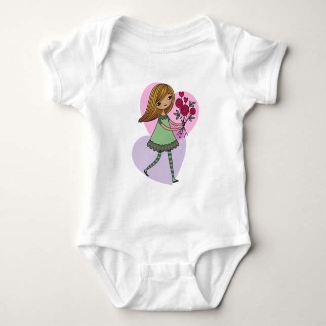 Body Para Bebê Menina Com Flores (Frente)
