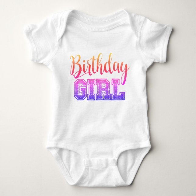 Body Para Bebê Menina de aniversário bonita cita Bonito neon (Frente)