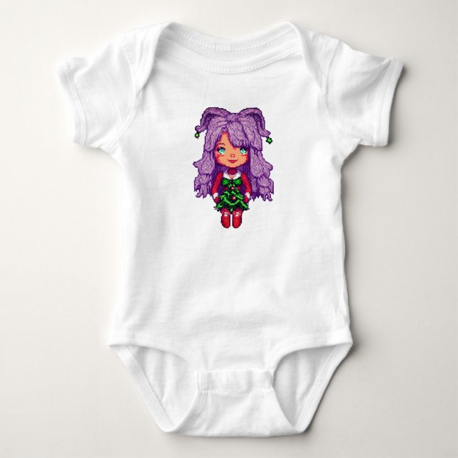 Body Para Bebê Menina de cabelo roxo  (Frente)