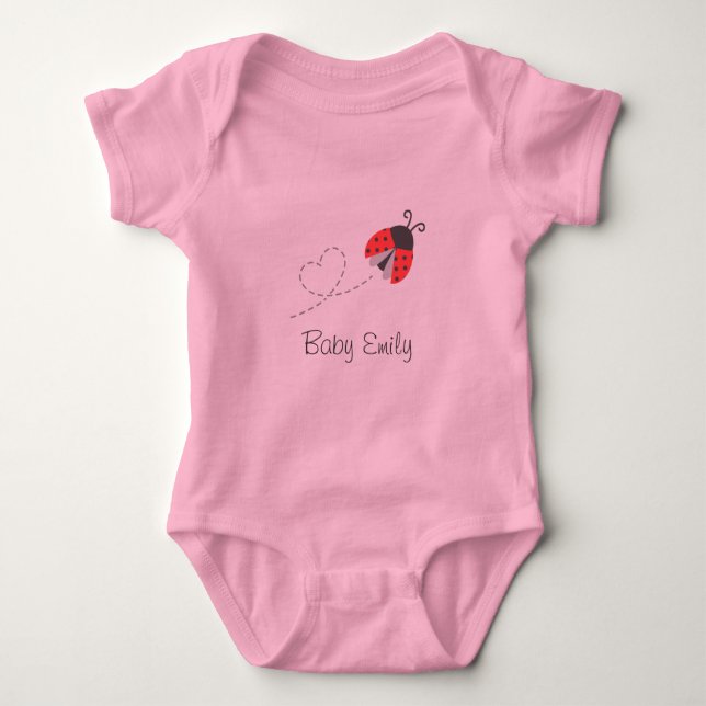 Body Para Bebê Menina de Ladybug fofa Personalizada (Frente)