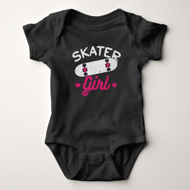 Body Para Bebê Menina De Skate Com Amor (Frente)
