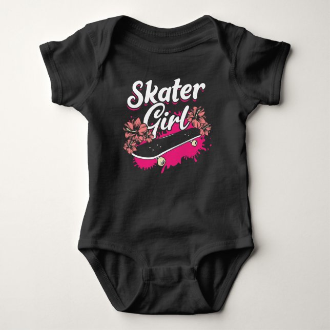 Body Para Bebê Menina De Skate Com Amor (Frente)