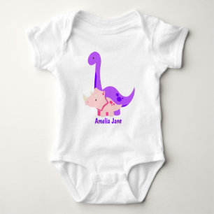 Body Para Bebê Menina Dinossauro Roxo