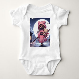 Body Para Bebê Menina e ursinho da guerreira ninja