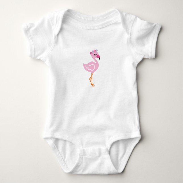 Body Para Bebê Menina Flamingo rosa rosa flamingo (Frente)