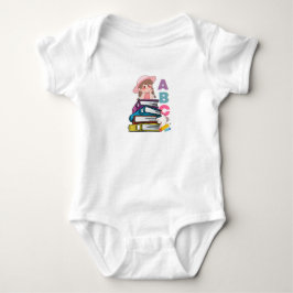 Body Para Bebê Menina Fofa Lendo Livros e Bodysuit de Bebê com AB
