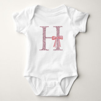 Body Para Bebê Menina inicial personalizada "H"