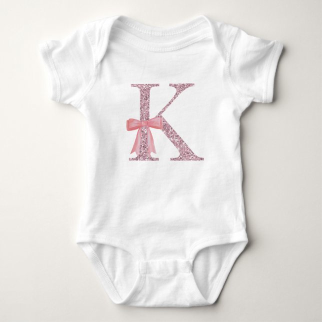 Body Para Bebê Menina inicial personalizada "K" (Frente)