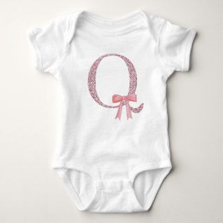 Body Para Bebê Menina inicial personalizada "Q"