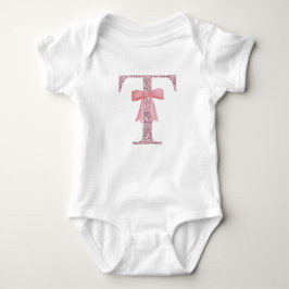 Body Para Bebê Menina inicial personalizada "T"