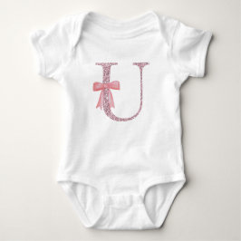 Body Para Bebê Menina inicial personalizada "U"