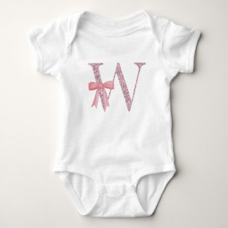 Body Para Bebê Menina inicial personalizada "W"