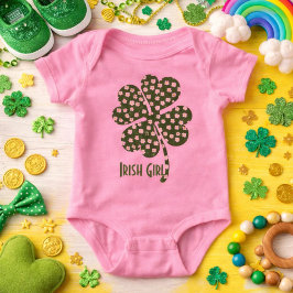 Body Para Bebê Menina Irlandesa de Shamrock