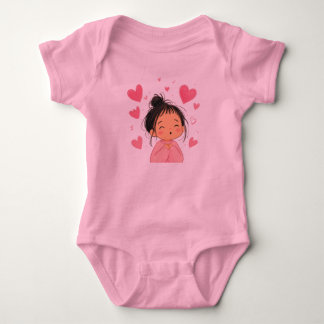 Body Para Bebê Menina Kawaii Fofa com Ilustração de Corações | Do