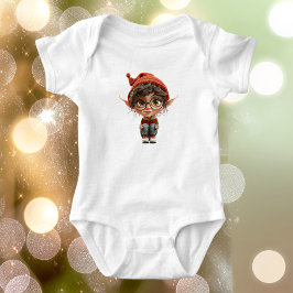 Body Para Bebê Menina Ouvindo Bodysuit de Bebê Elfo de Natal