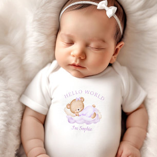 Body Para Bebê Menina recém-nascida Nome Roxo Personalizado