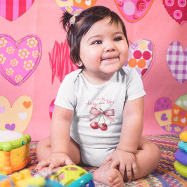 Body Para Bebê Menina Rosa Vermelho Charme Cereja Primeiro 1º Ani