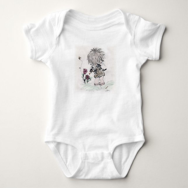Body Para Bebê Menina segurando um Kitten (Frente)