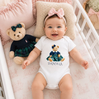 Body Para Bebê Menina Ursinho Teddy Fofo e Elegante