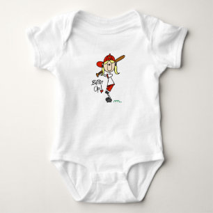 Body Para Bebê Meninas Baseball Batter Para Cima T-shirts e prese