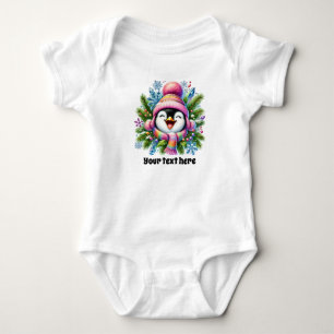 Body Para Bebê Meninas bonitas Pinguins de inverno