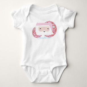 Body Para Bebê Meninas do Papai Noel Disco Rosa Natal