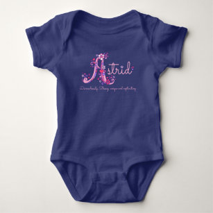 Body Para Bebê Meninas nome de Astrid & roupa do bebê da letra A